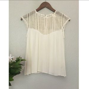H&M Cream Blouse w Lace Detail